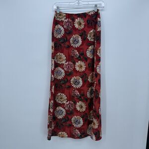 Possessed Vintage 90s Red Multicolor Floral Midi Skirt Size Small
